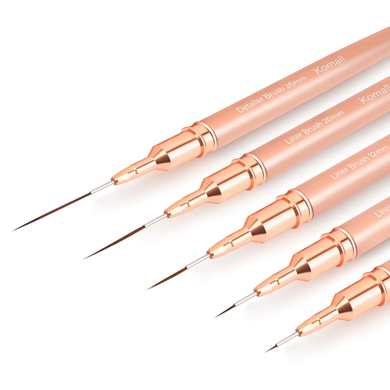 Komall Metallic Nail Art Brushes 4mm tip for precise lines and detailed nail designs.