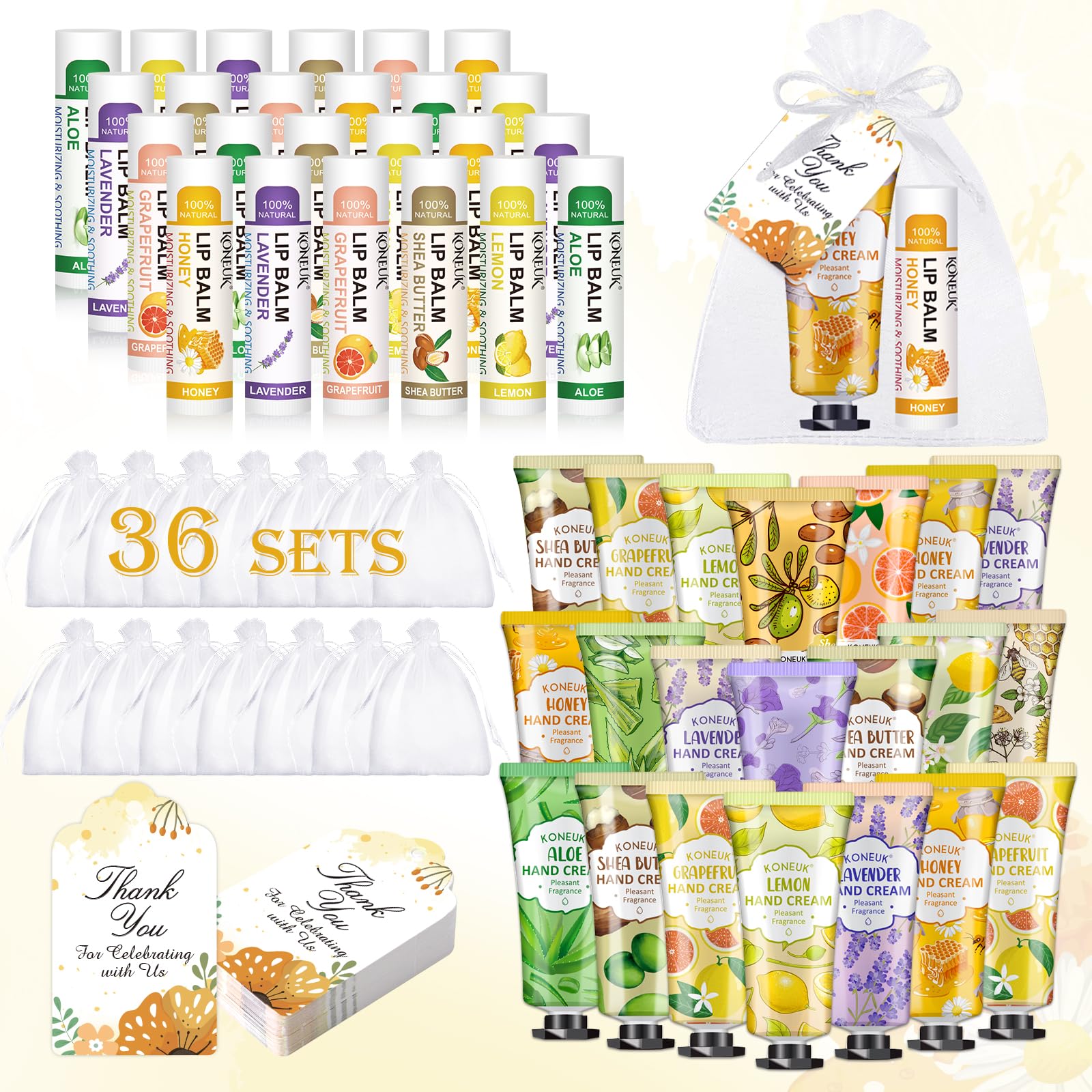 KONEUK 36-pack hand cream bulk, ideal party favors and guest gifts.