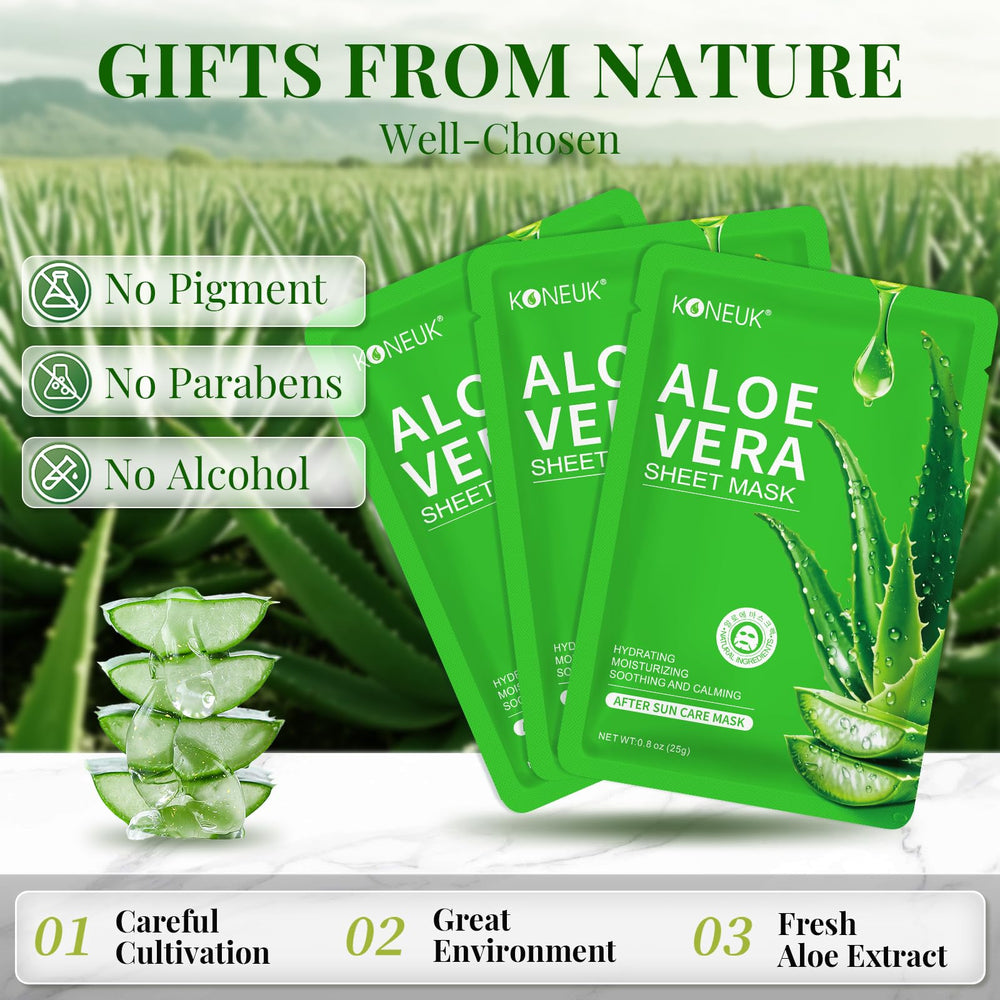 KONEUK esencia de aloe fresca, mascarilla suave para piel sensible.