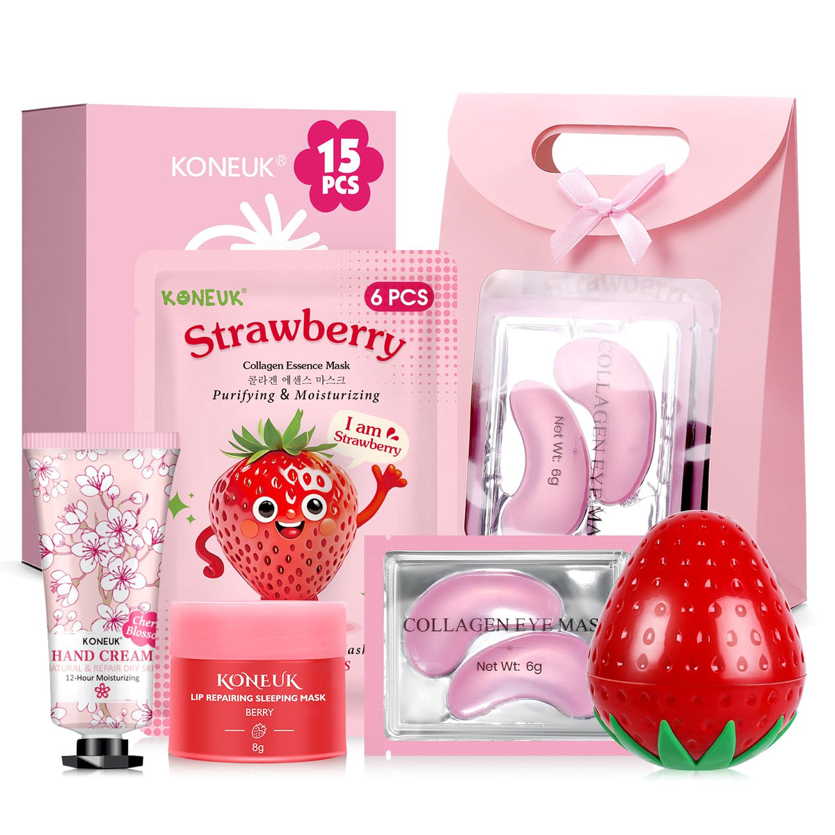 Kit de cuidado de piel KONEUK con fragancia a fresa para uso diario