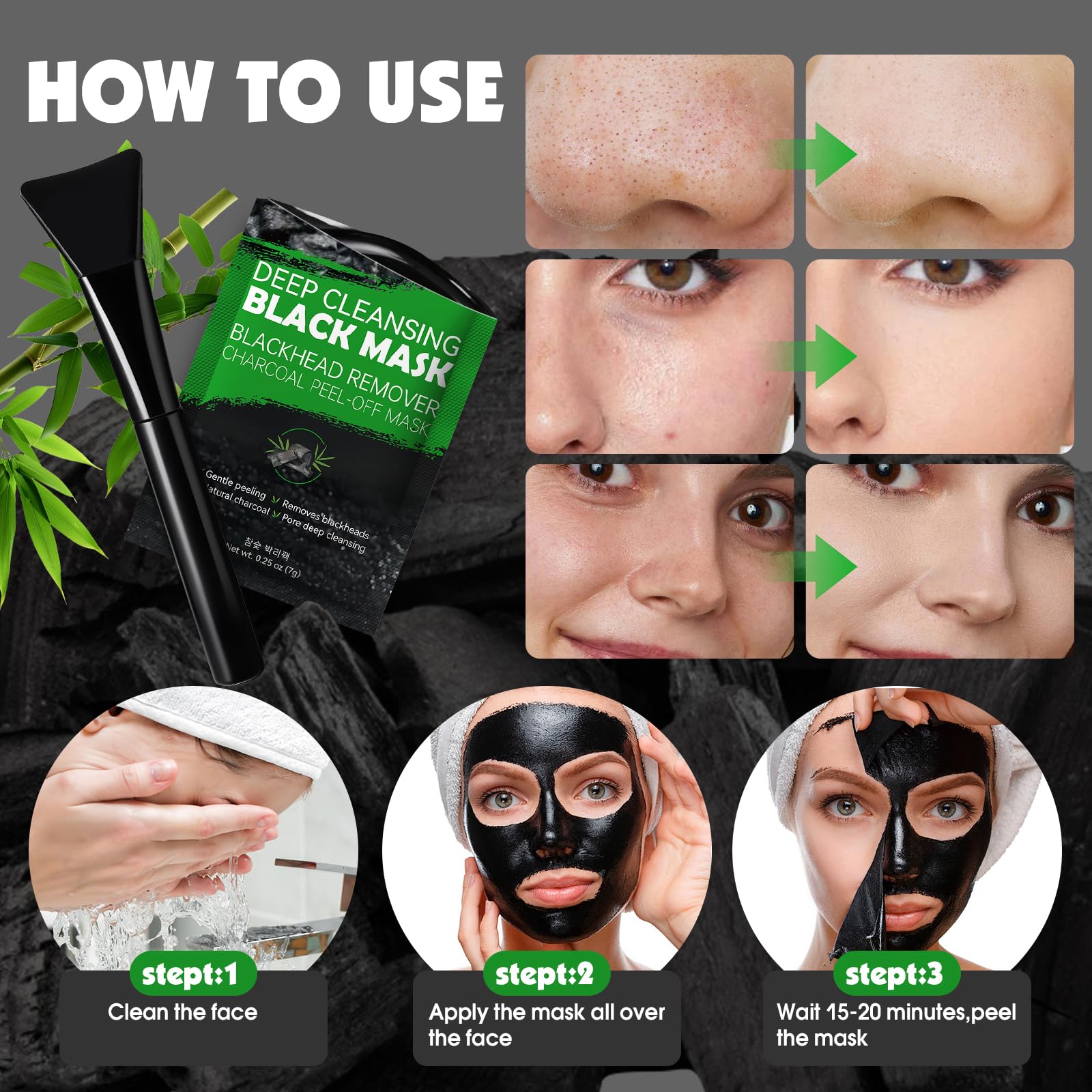 KONEUK limpieza de poros en profundidad con mascarilla negra.