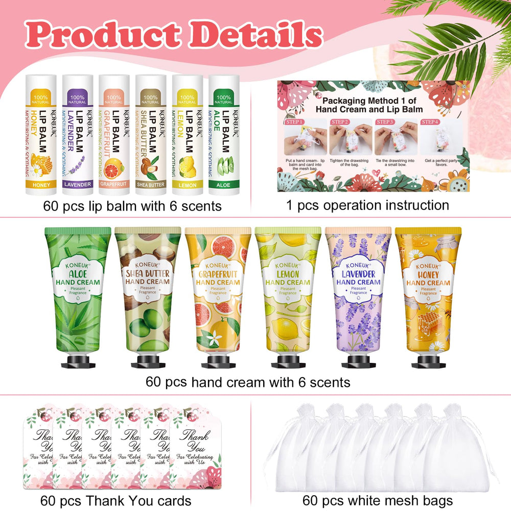 KONEUK lip balm bulk 60-set display, colorful and compact for on-the-go use.