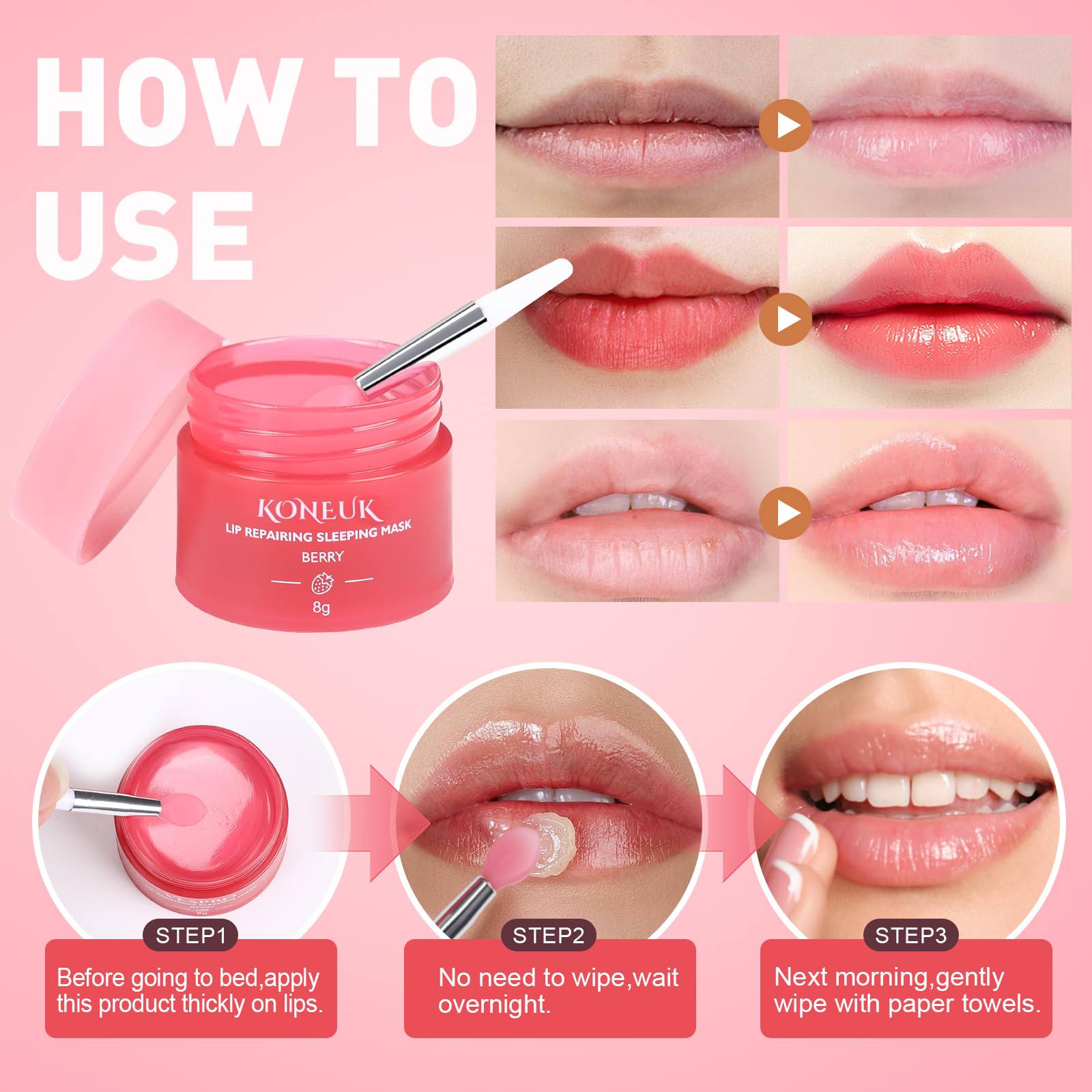 KONEUK lip sleeping mask night ritual for smooth, hydrated lips.