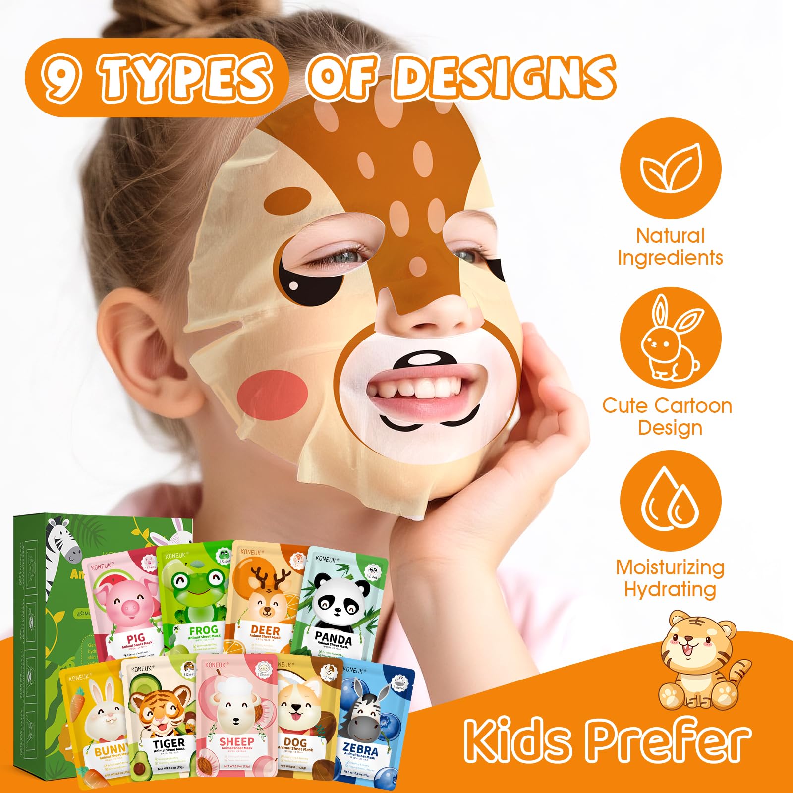Mascarilla animal panda de KONEUK para cuidados infantiles y diversión.