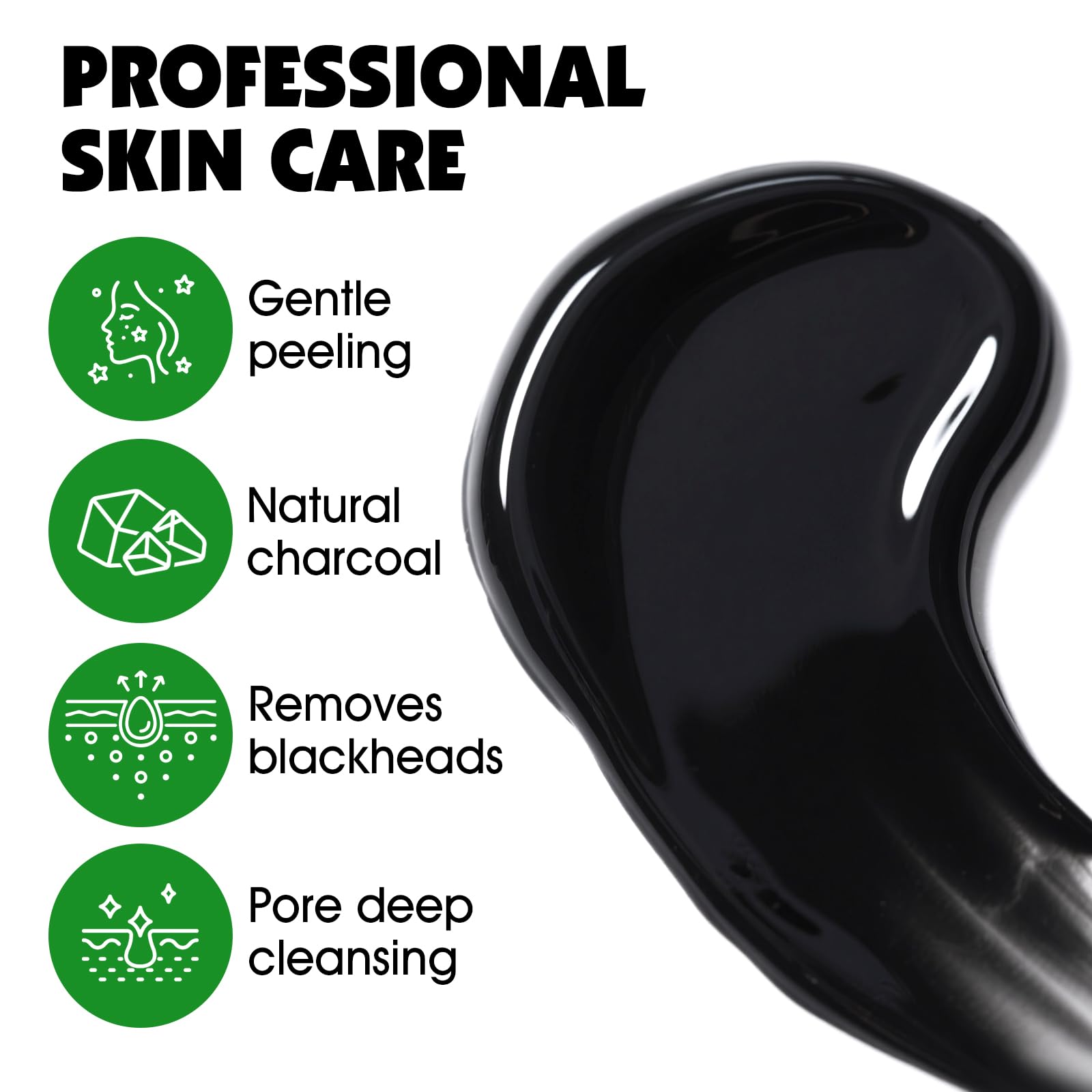 KONEUK mascarilla negra aplicada en el rostro, enfoque en nariz.