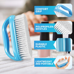 Konex brush with stiff synthetic bristles for effective nail scrubbing.