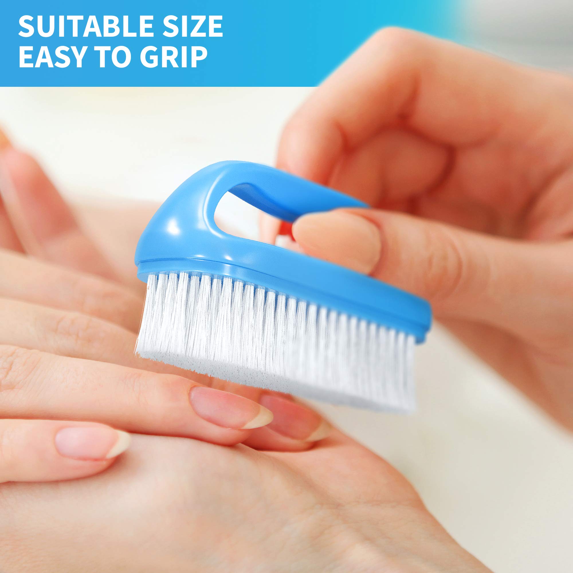 Konex brush demonstrates under-nail cleaning for gardening and crafts.