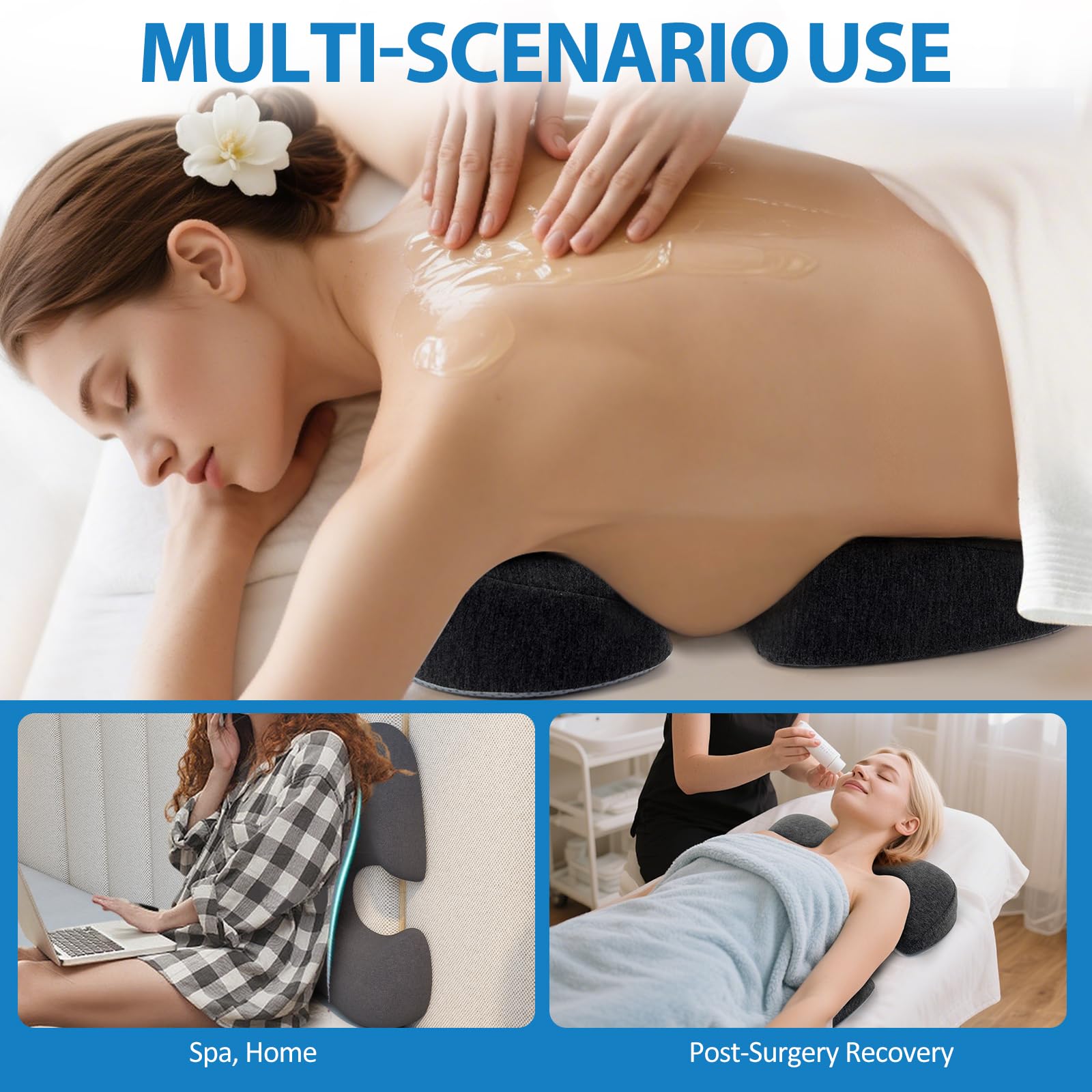 Supports body alignment during side, back, and stomach sleeping