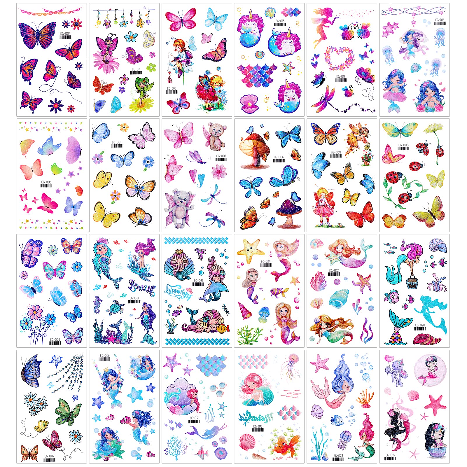 Konsait glitter tattoos hearts and dragon designs for birthday excitement.