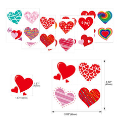 Tatuajes Konsait de corazones rosados y rojos, opciones vistosas para niños.