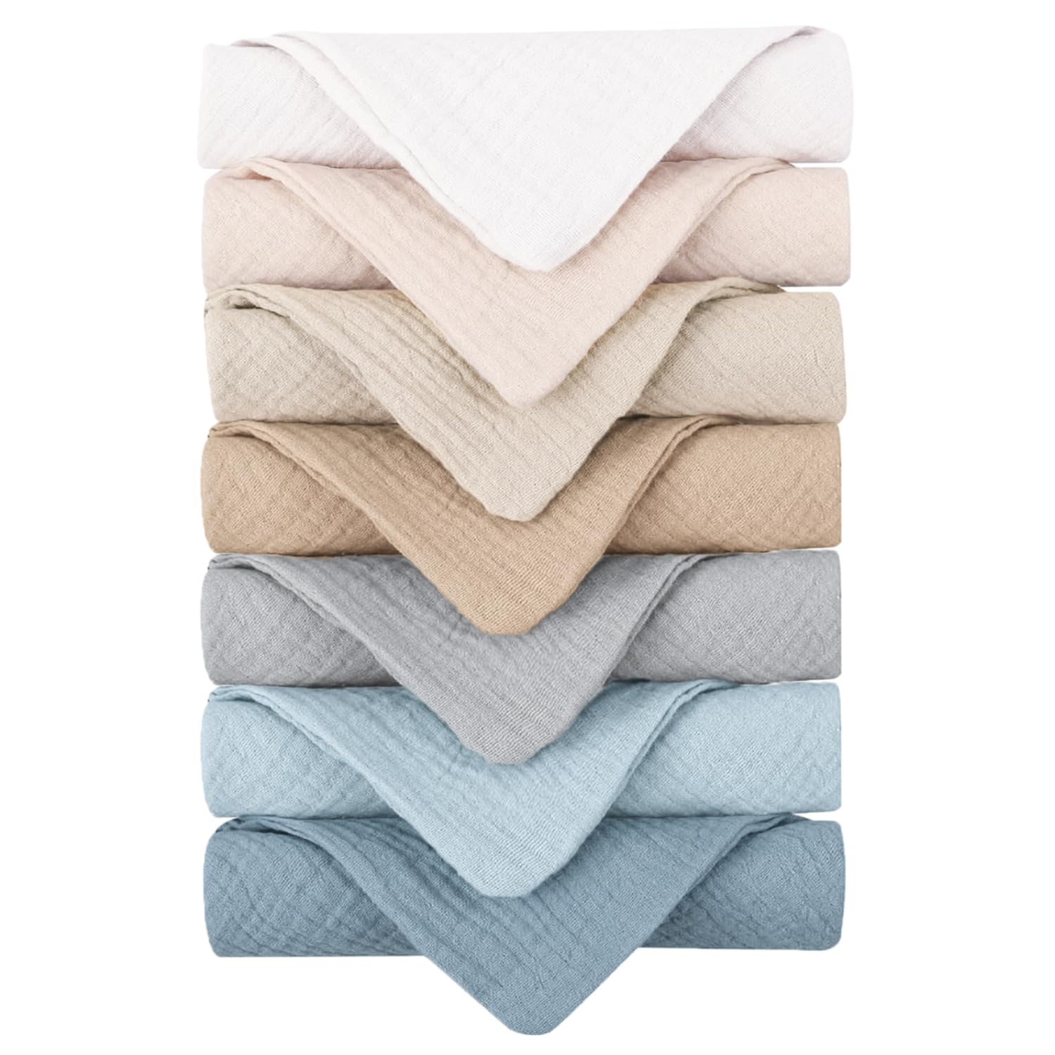 Konssy set de 7 paños muselina algodón para desmaquillar con suavidad.