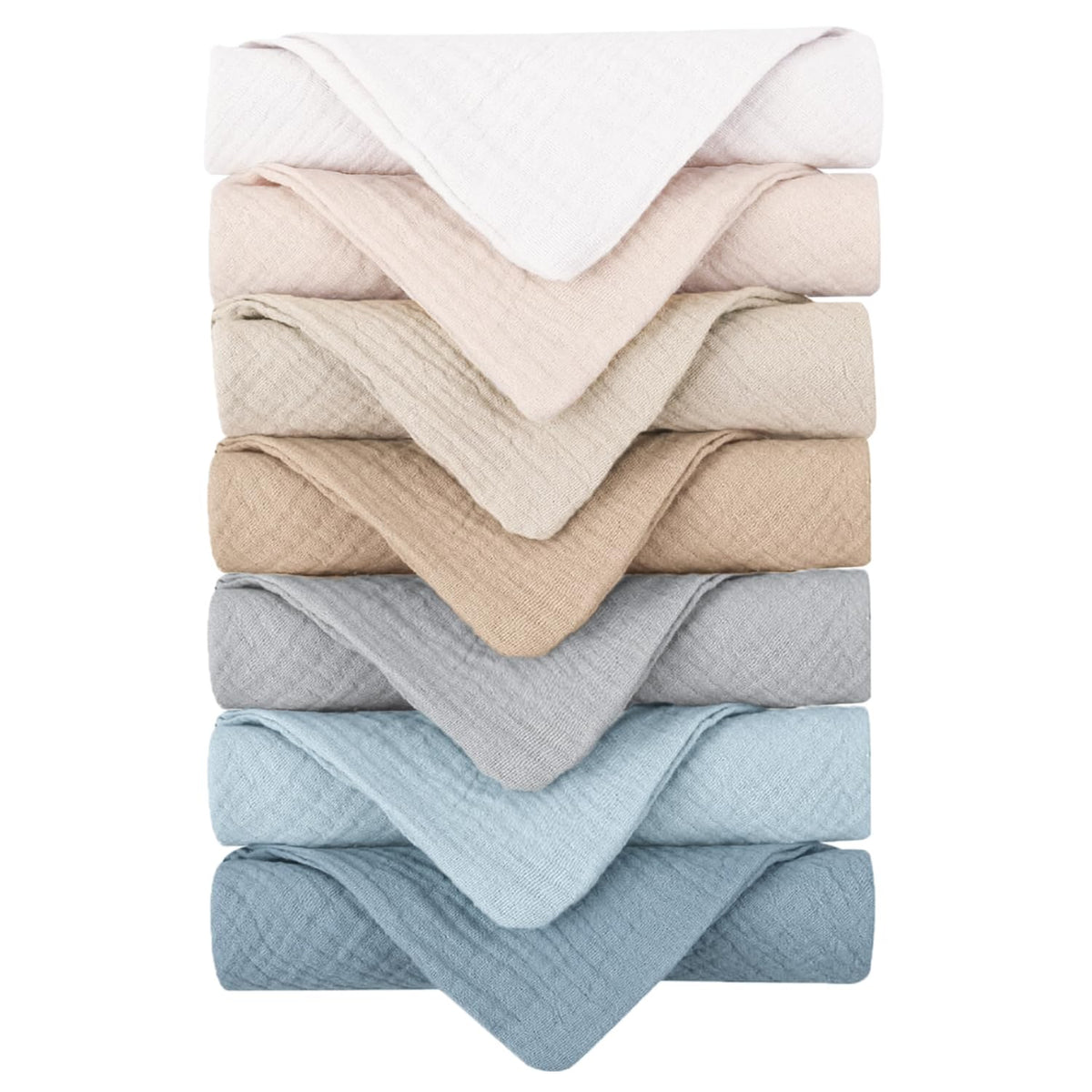 Konssy set de 7 paños muselina algodón para desmaquillar con suavidad.
