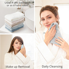 Konssy toallas faciales reutilizables, amigables con el medio ambiente y duraderas.