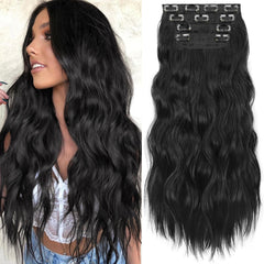 KooKaStyle clip-in extensions show long, wavy 24-inch hair for instant volume.