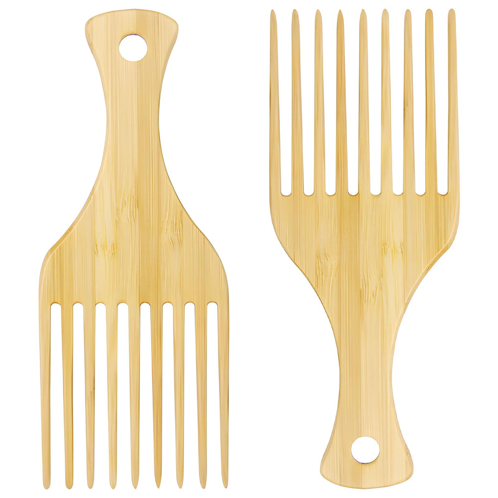 Kootinn 2-piece bamboo comb set for Afro hair with anti-static glide.