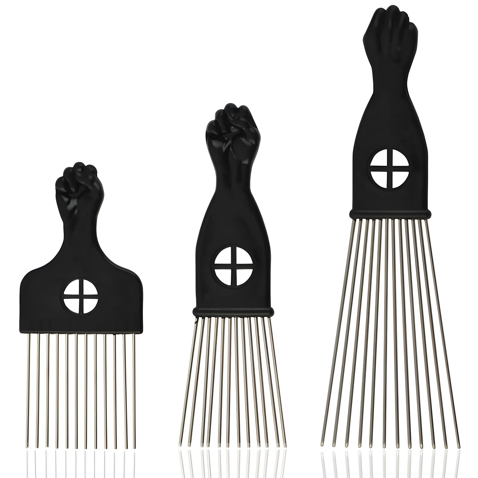 Kootinn 3-piece stainless steel Afro hair pick set for versatile styling