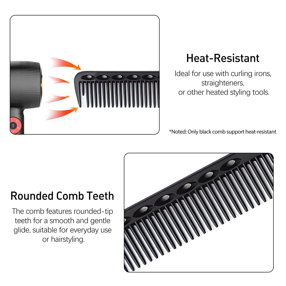 Kootinn carbon fiber salon comb set grey for smooth sectioning
