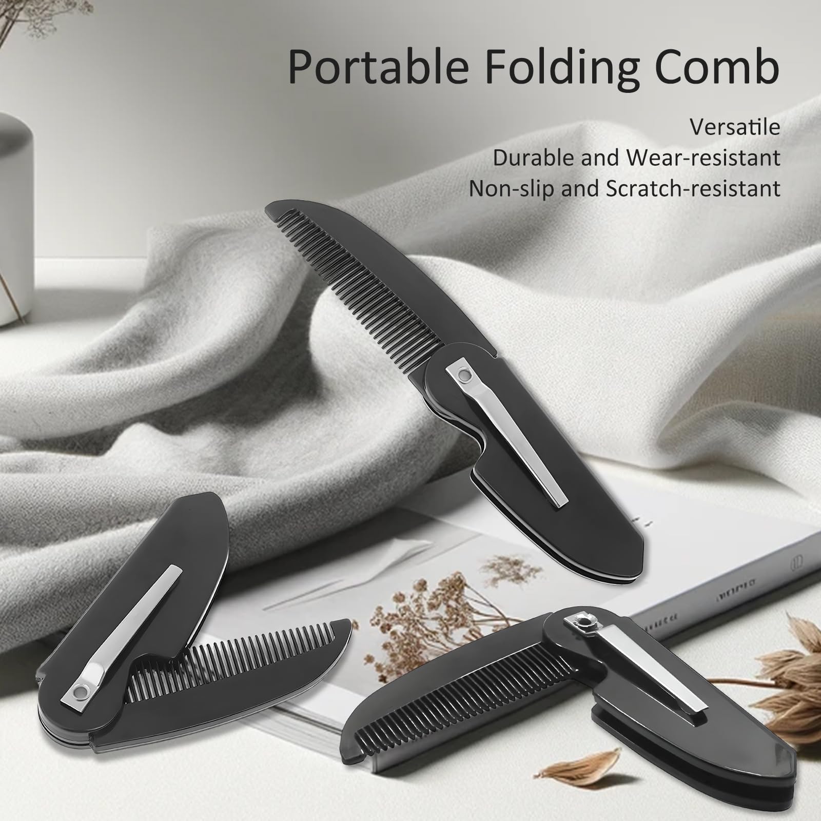 Kootinn pocket folding mustache comb, metal build, ideal for on the go touch ups