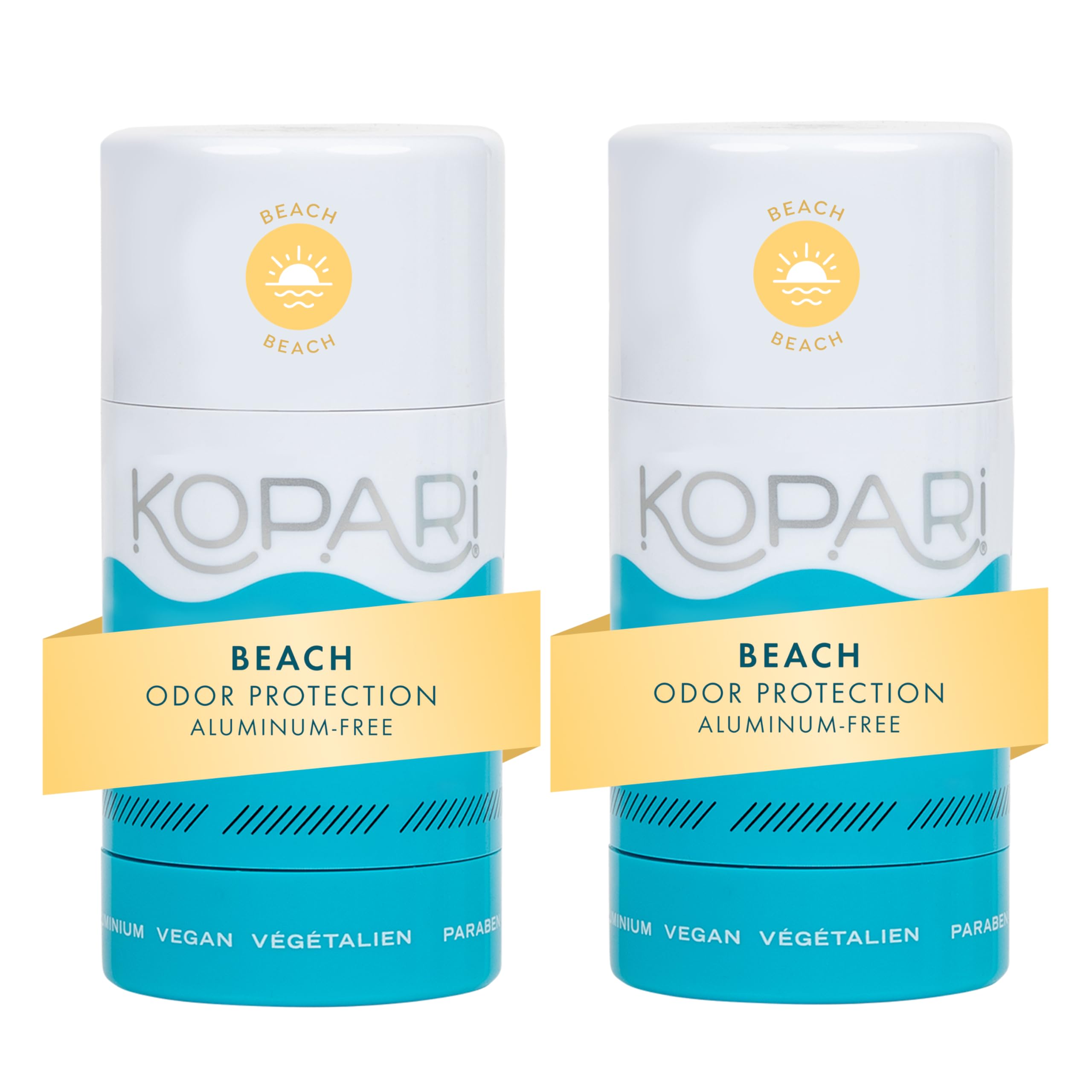 Kopari Beach 2-Pack bottle front with aluminum-free protection.