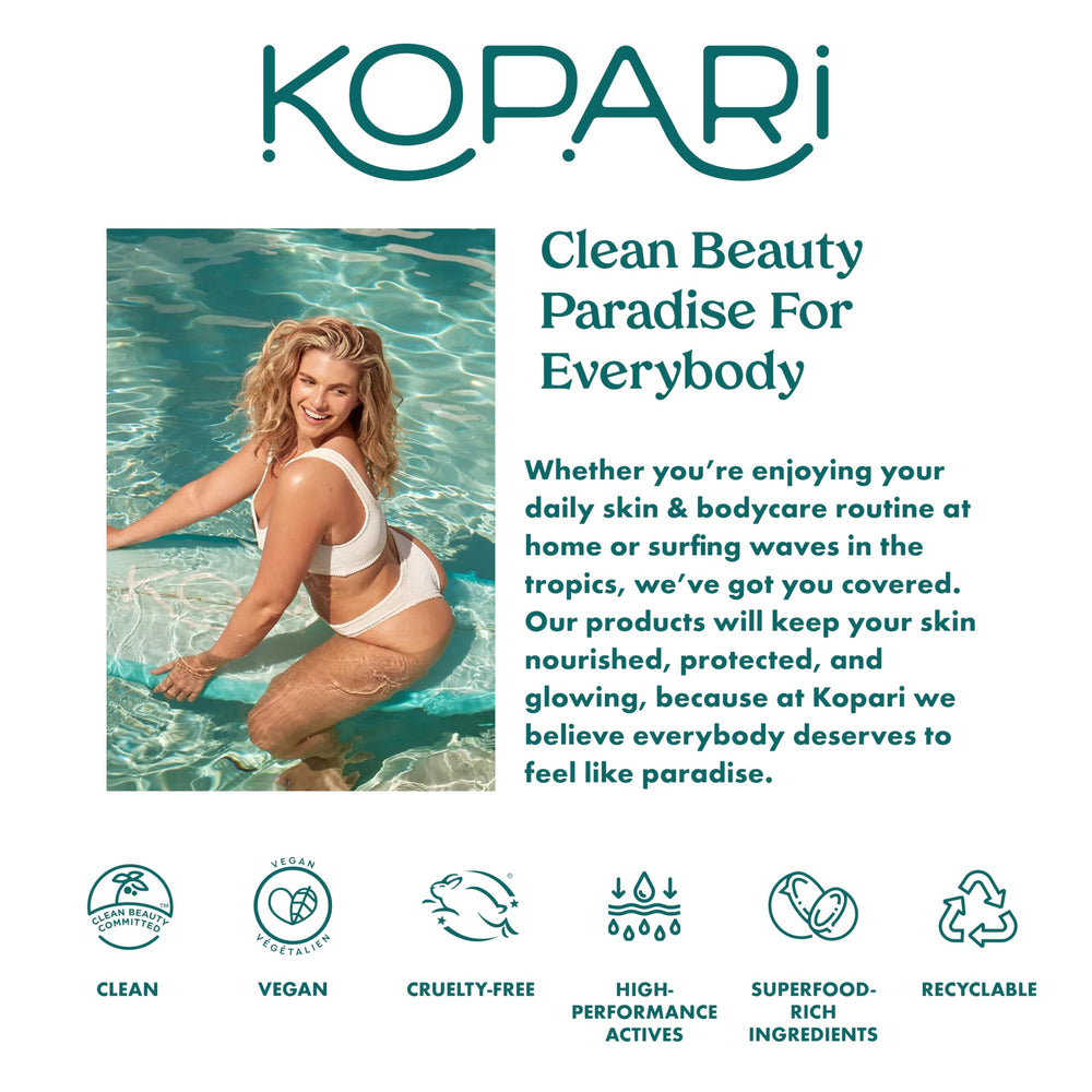 Kopari Bright Day no white cast result on skin with sheer glow