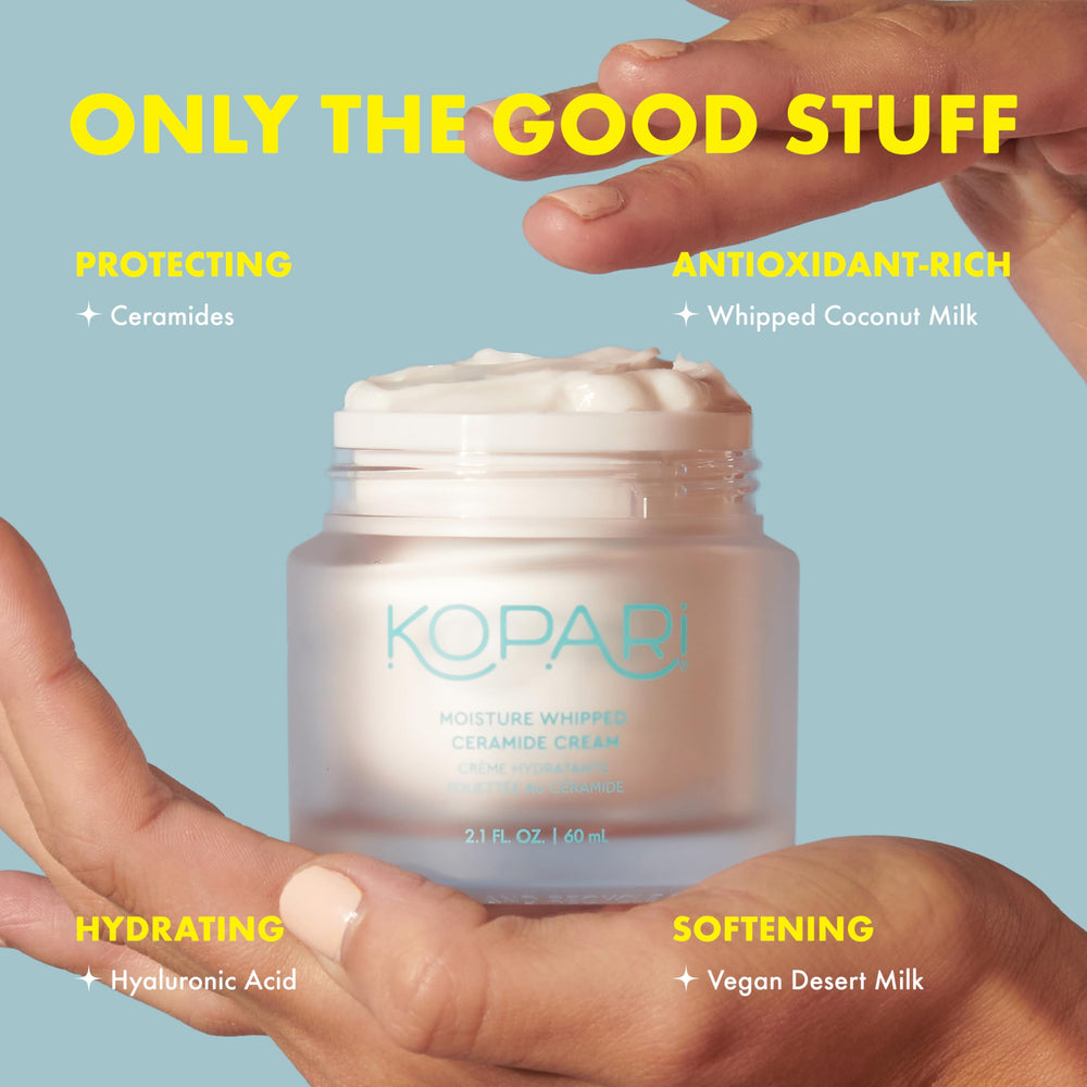 Kopari Desert Milk whipped coconut milk texture conveys light hydration.