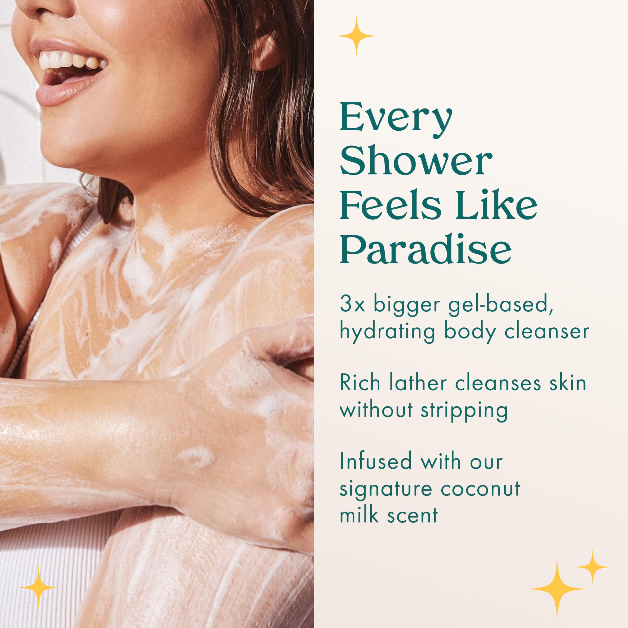 Kopari gel-to-foam texture close-up highlights creamy cleansing action.