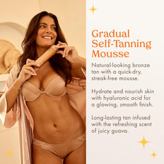 Kopari gradual self-tanning mousse demonstrates even color with a natural bronzed look