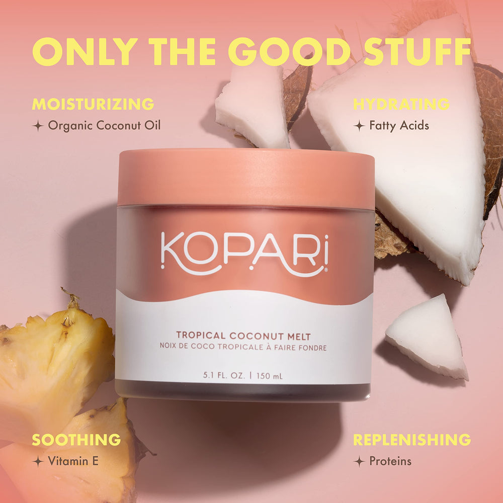 Kopari Makeup remover with coconut oil demonstrating gentle cleansing.