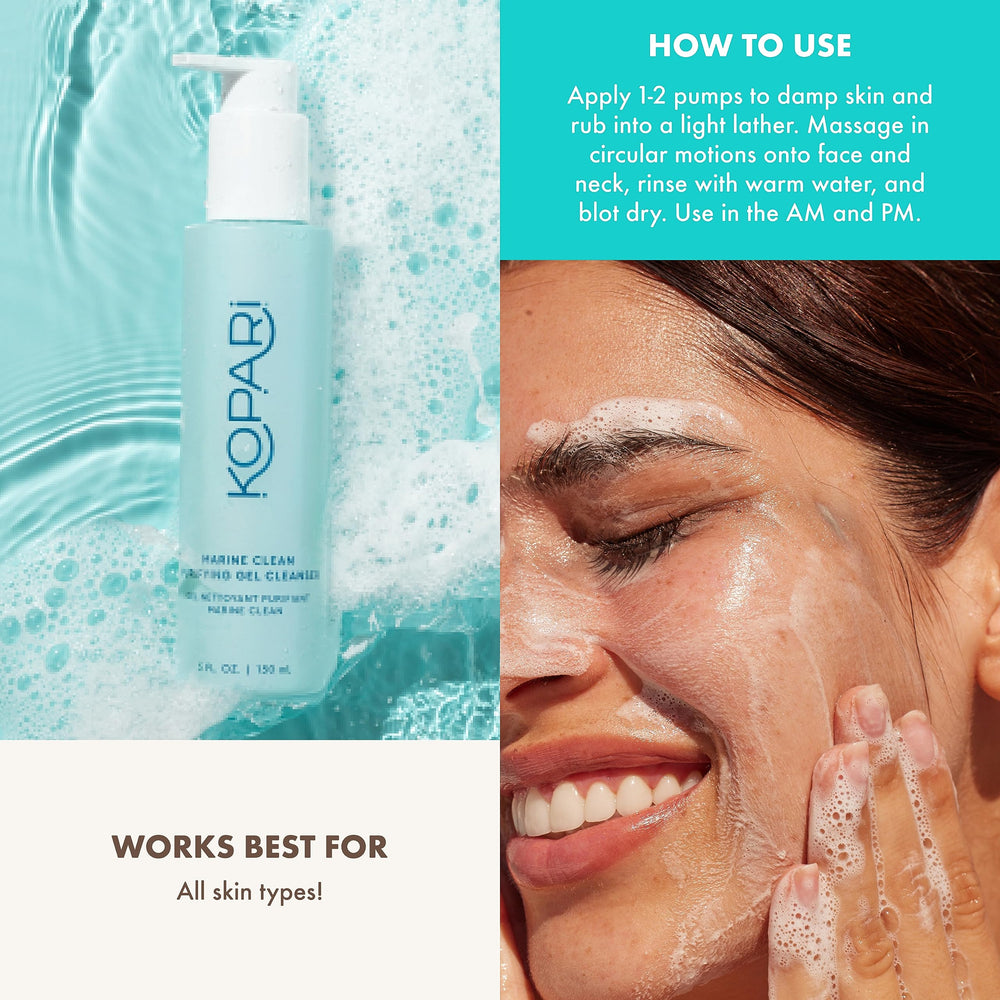 Kopari Marine Clean Purifying Gel Cleanser pump for easy daily use