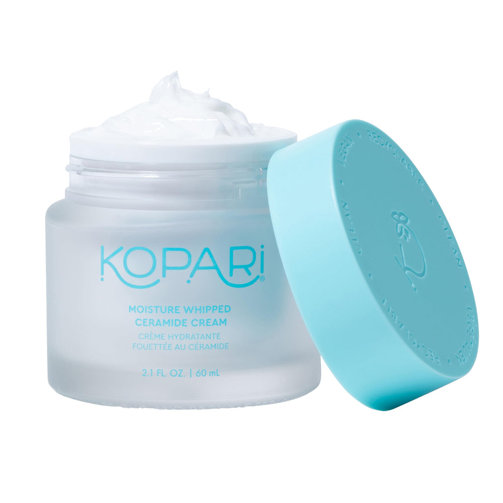 Kopari Moisture Whipped Ceramide Cream bottle demonstrates lasting hydration.