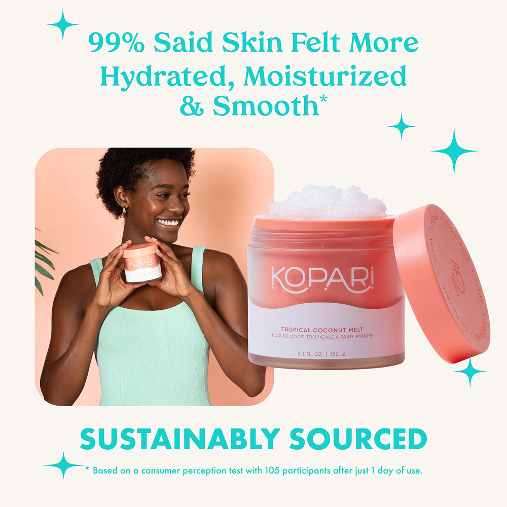 Kopari Multiuse oil being applied for body and face care.