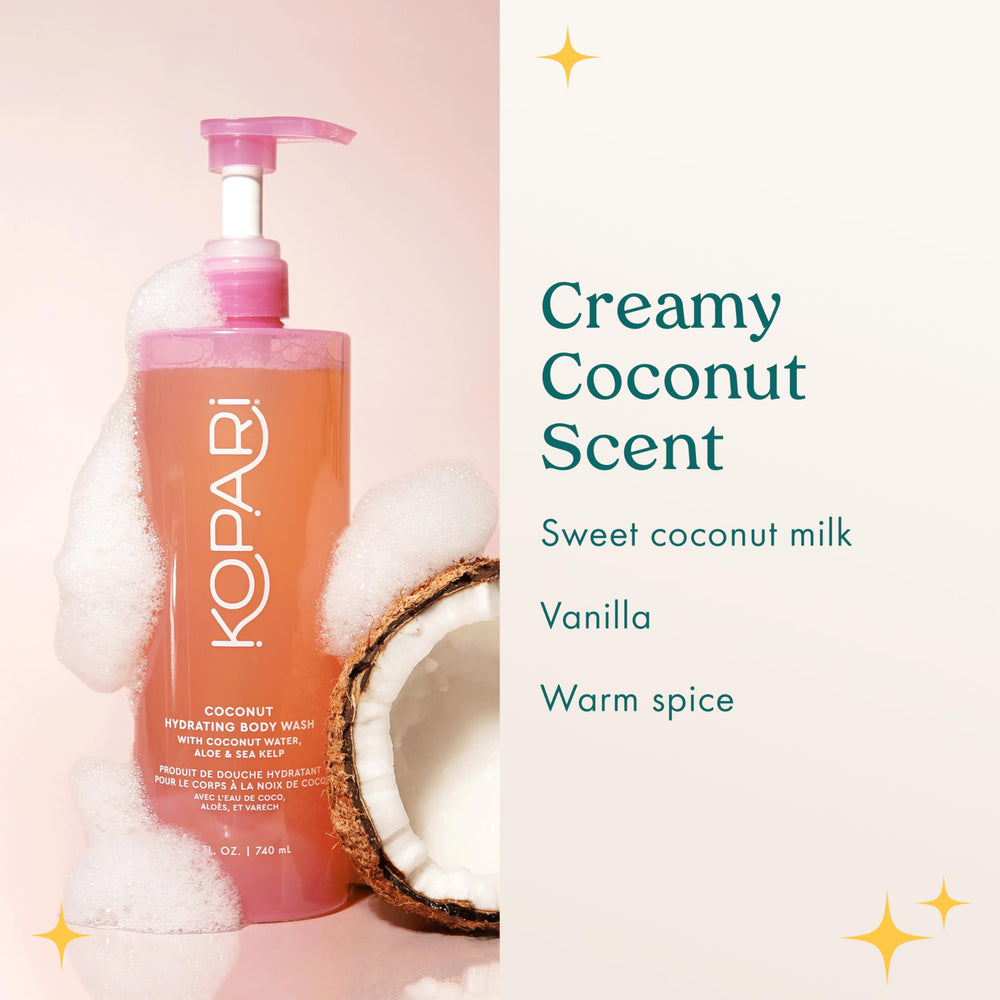 Kopari organic coconut water blend nourishes skin with lightweight moisture.