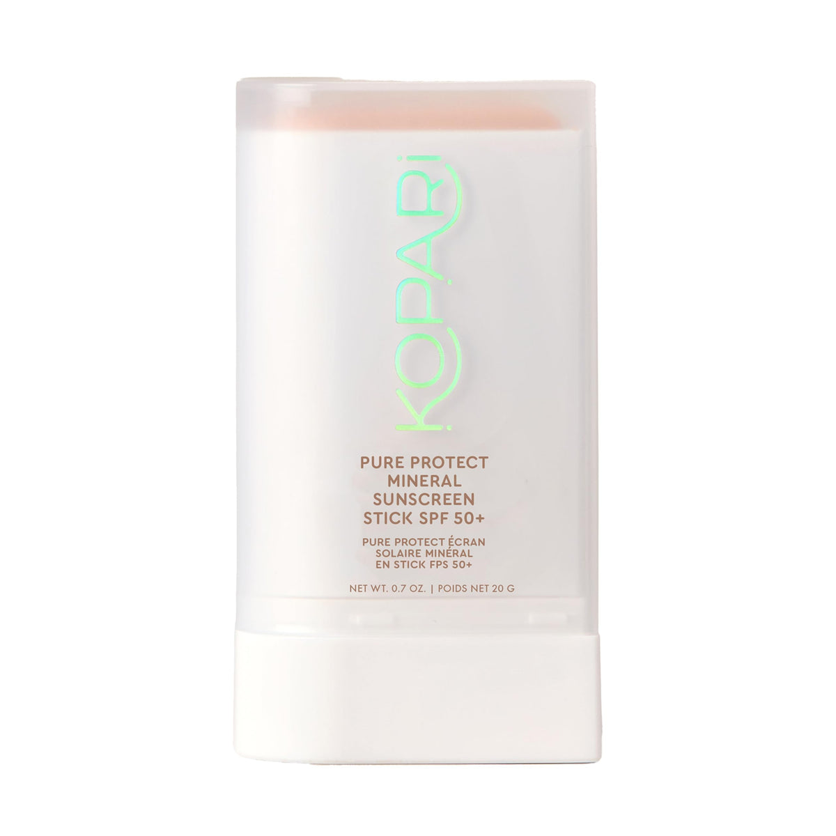 Kopari Pure Protect stick packaging for portable sun protection on the go.