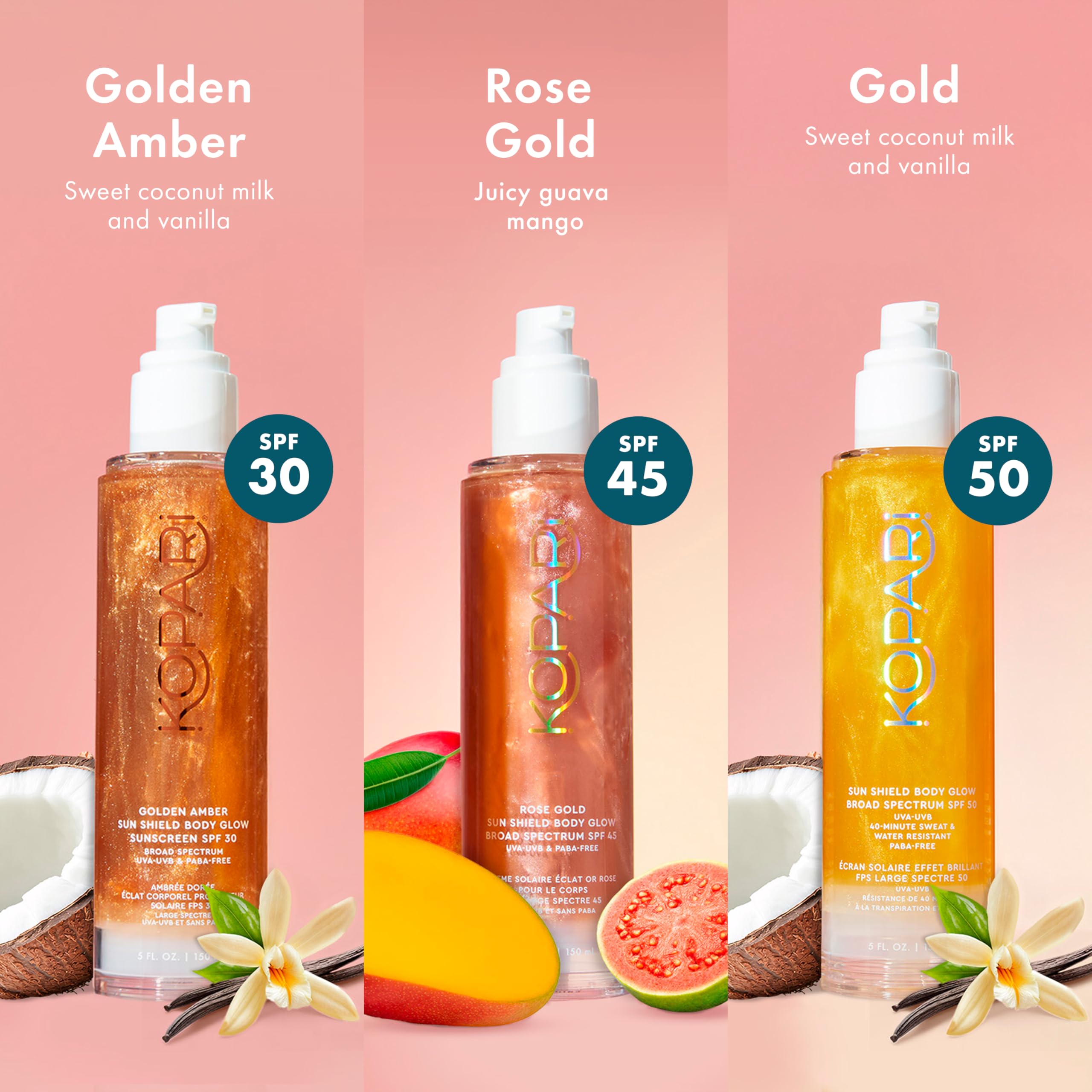 Kopari Sun Shield Body Glow includes vitamin E for skin vitality.