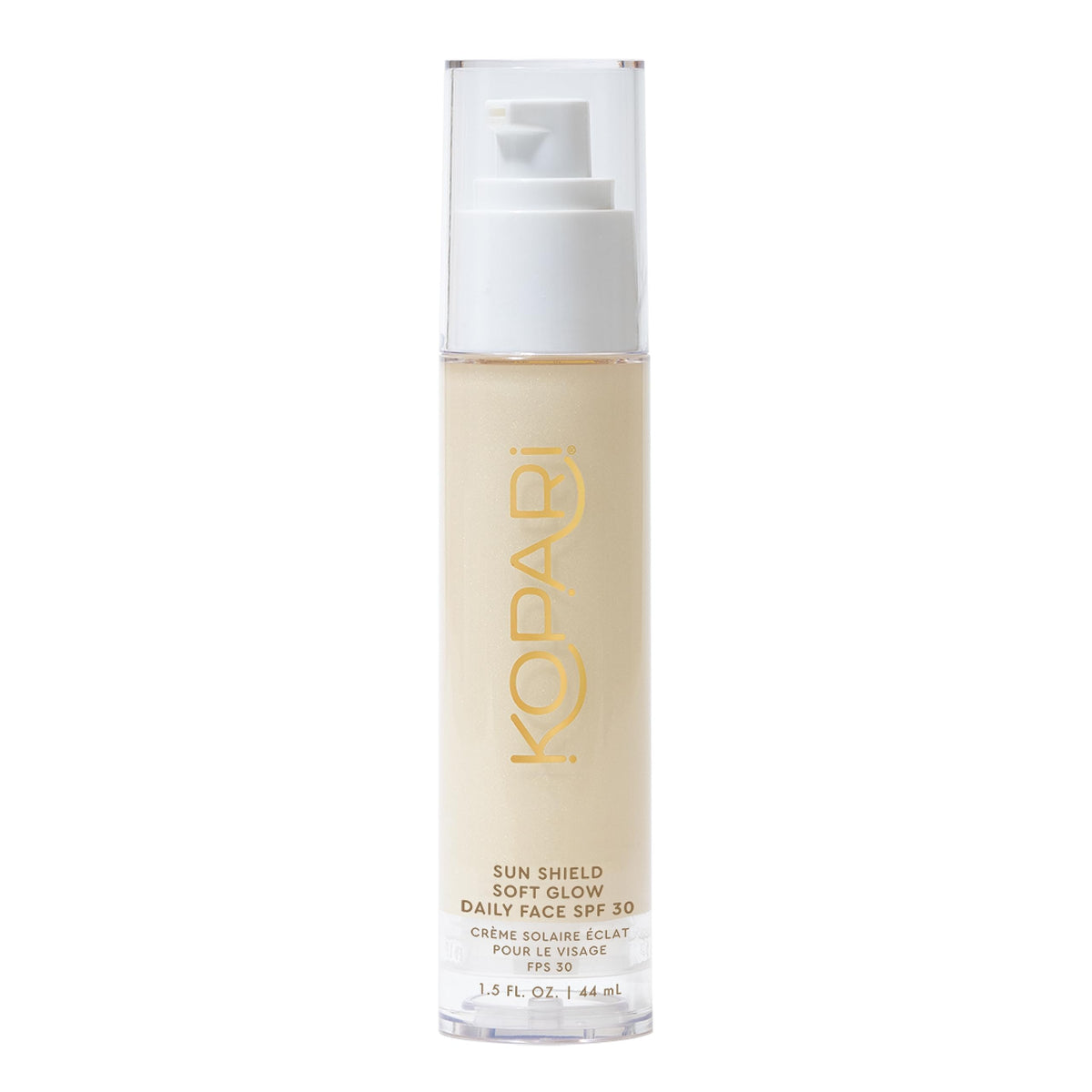 Kopari Sun Shield Soft Glow bottle provides daily SPF 30 protection.