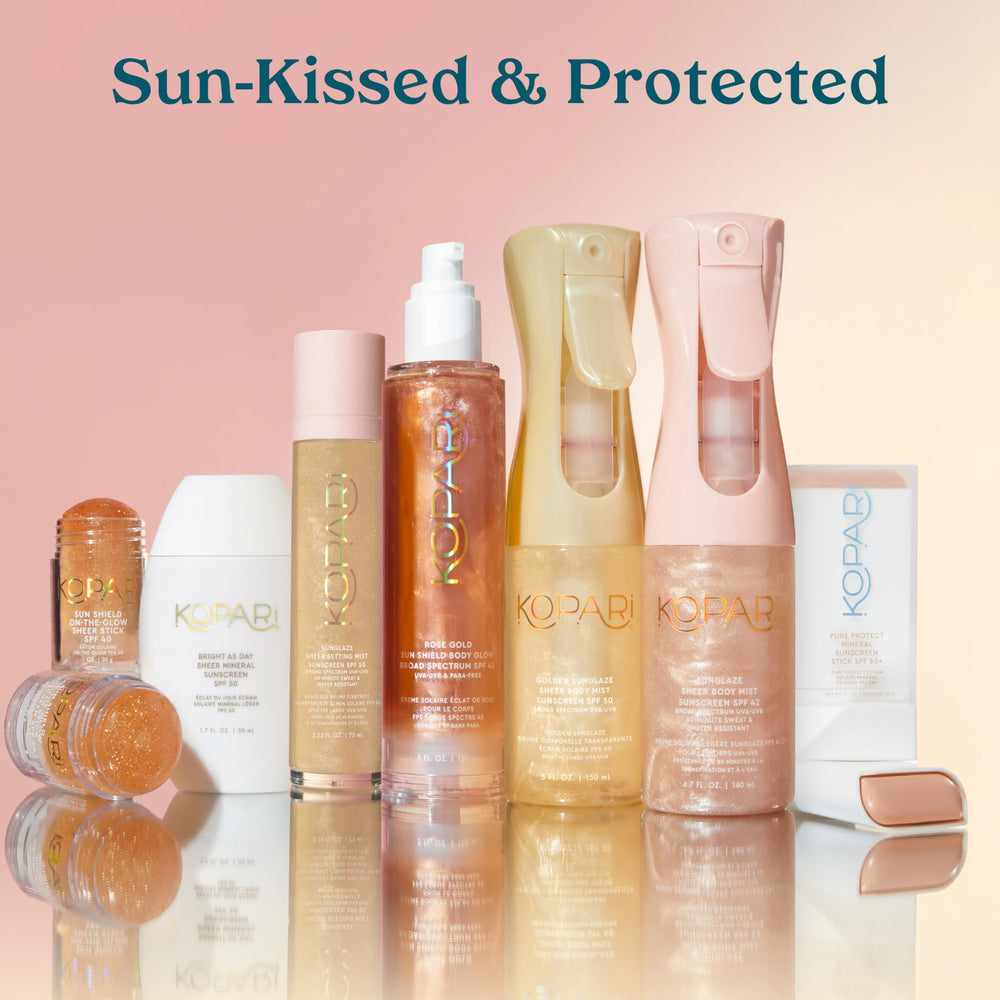 Kopari Sunglaze setting mist lightweight formula avoids stickiness.