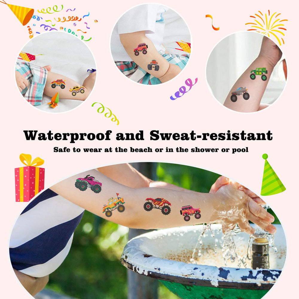 Kopokita monster truck tattoos perfect party favors and goodie bag fillers.