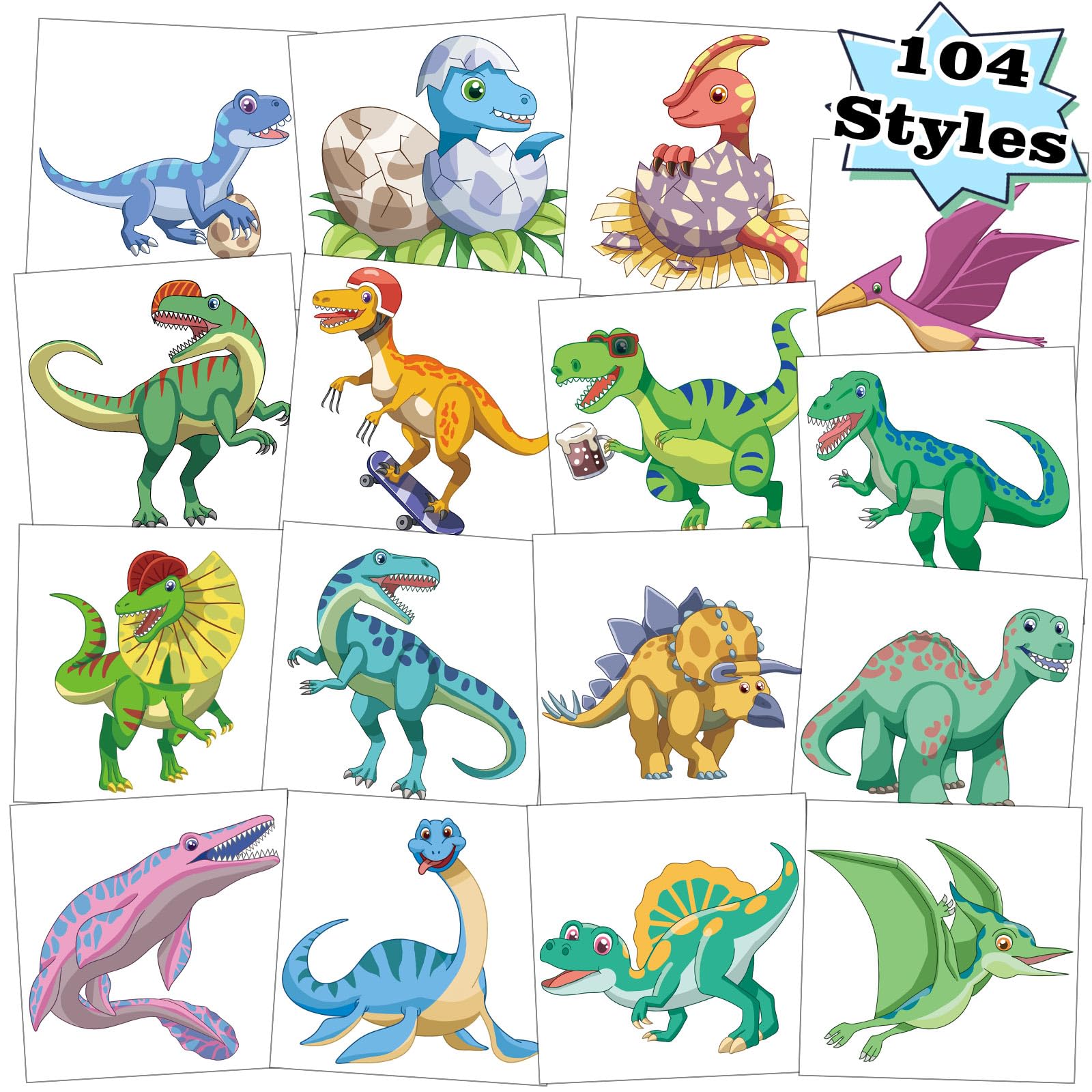 Kopokita tatuajes dinosaurio, duraderos y fáciles de aplicar en fiestas infantiles.