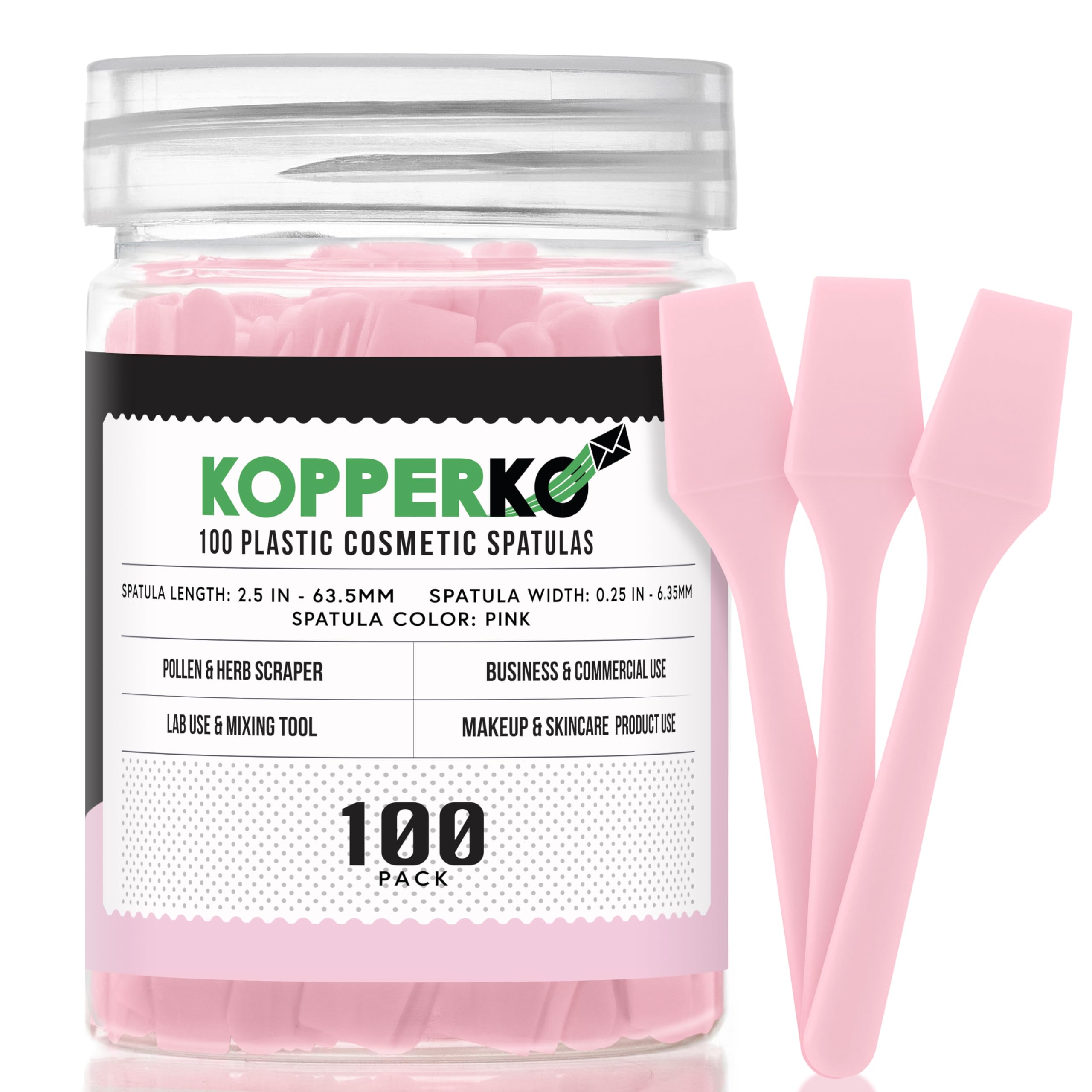Kopperko cosmetic spatulas 2.5 inch pack for precise cream dispensing.