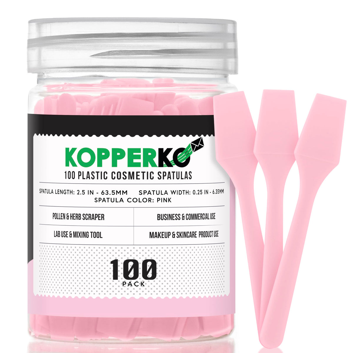 Kopperko cosmetic spatulas 2.5 inch pack for precise cream dispensing.