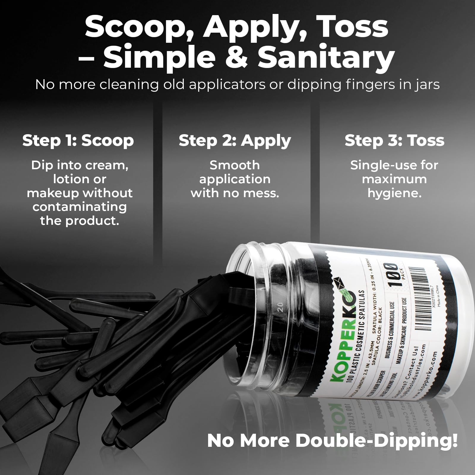 Kopperko face mask spatula applying product hygienically from a tube