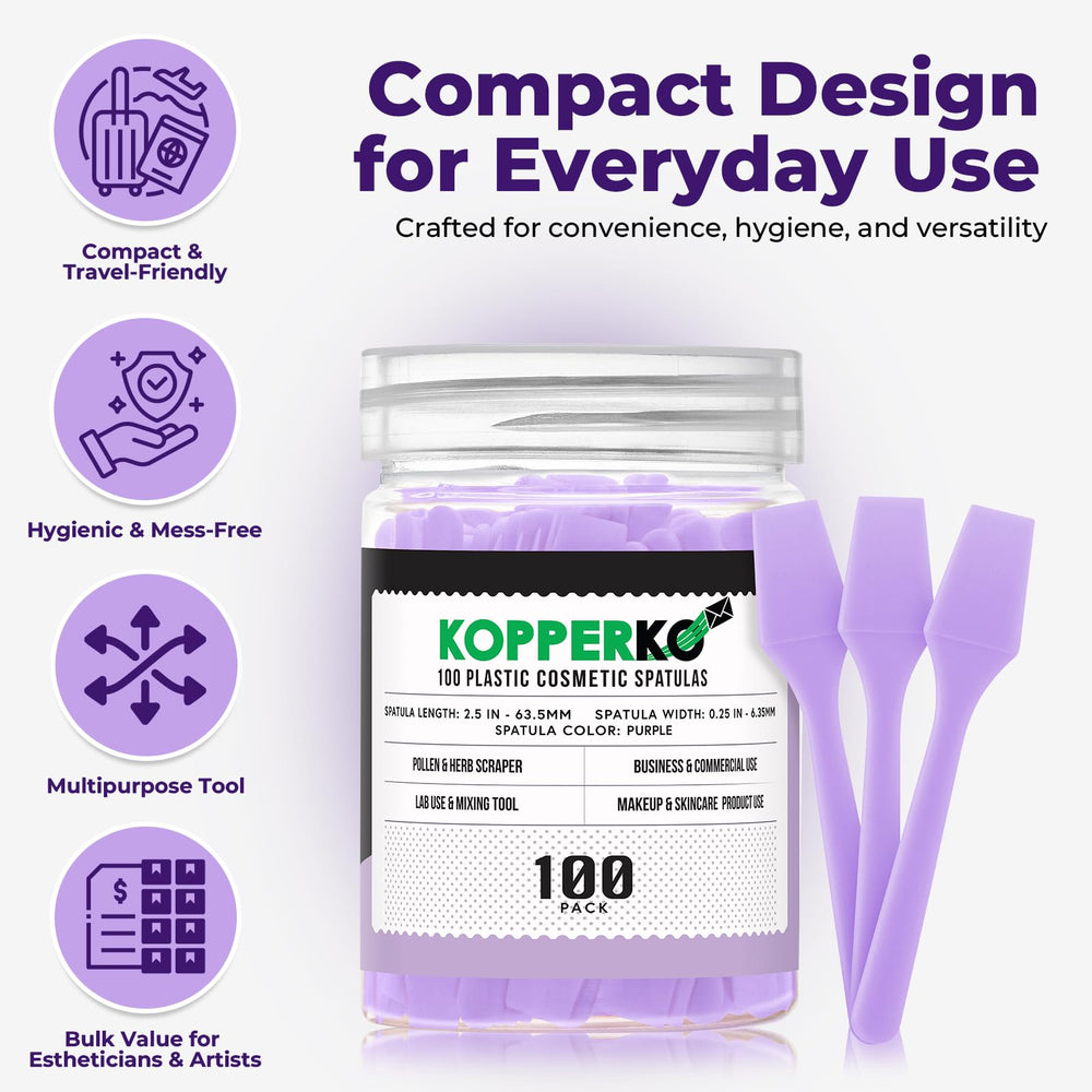 Compact Kopperko spatula ideal for on‑the‑go skincare routines.