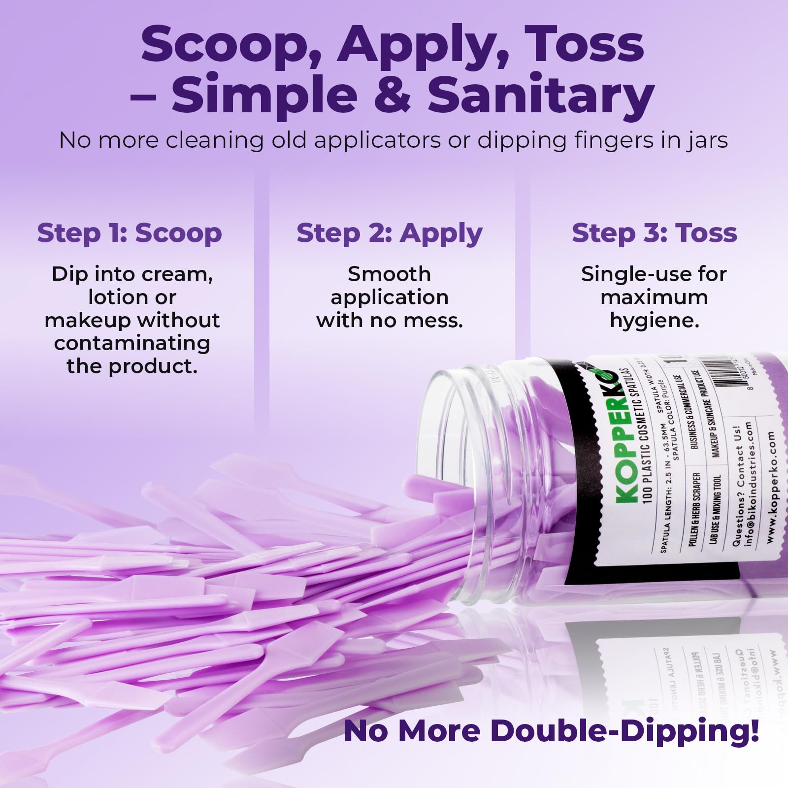 Kopperko spatula great for sampling lip balms and scrubs.