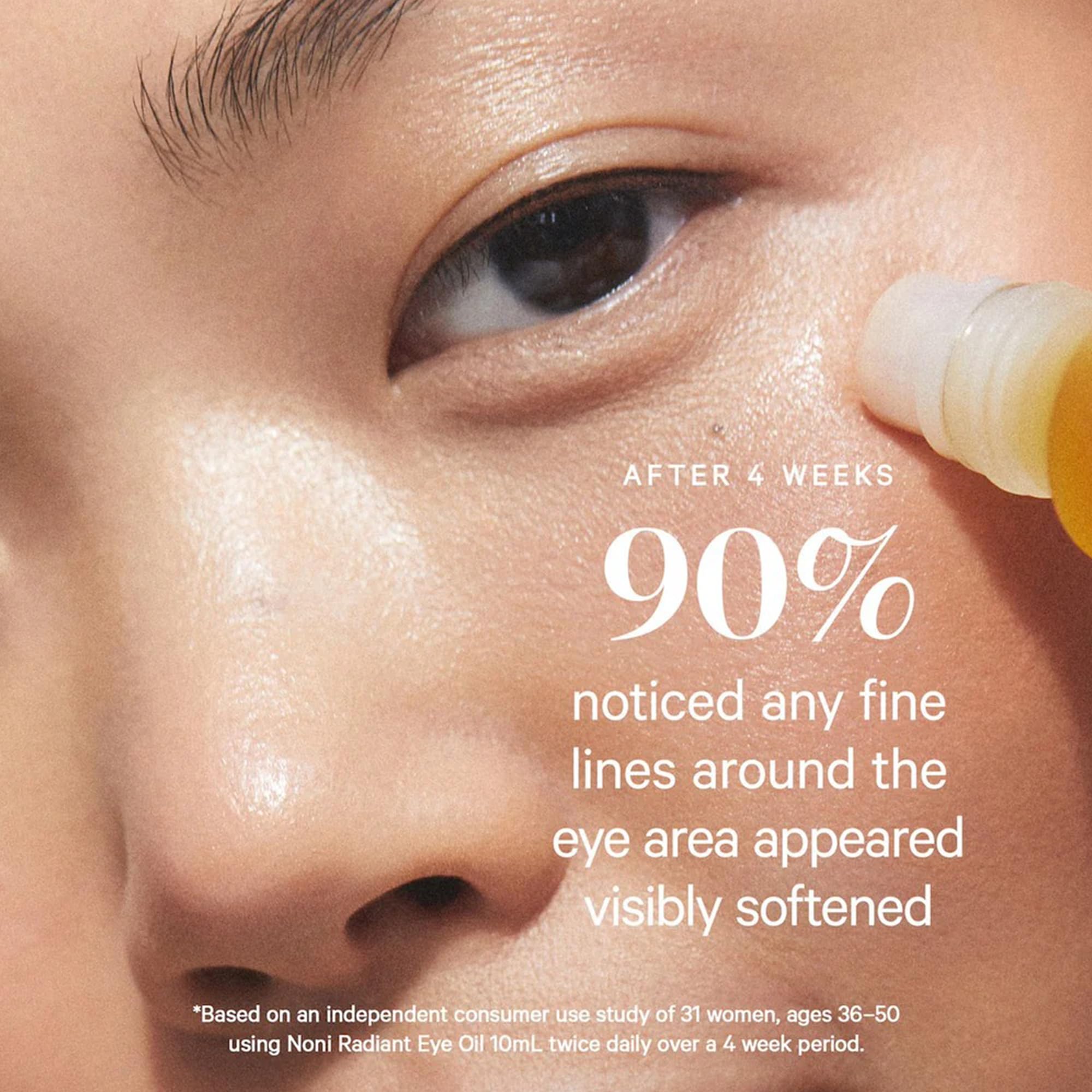 KORA Organics eye oil application demonstrating gentle tapping for absorption