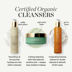 KORA Organics Turmeric Glow Cleanser ingredients label highlighting turmeric and aloe for organic care.