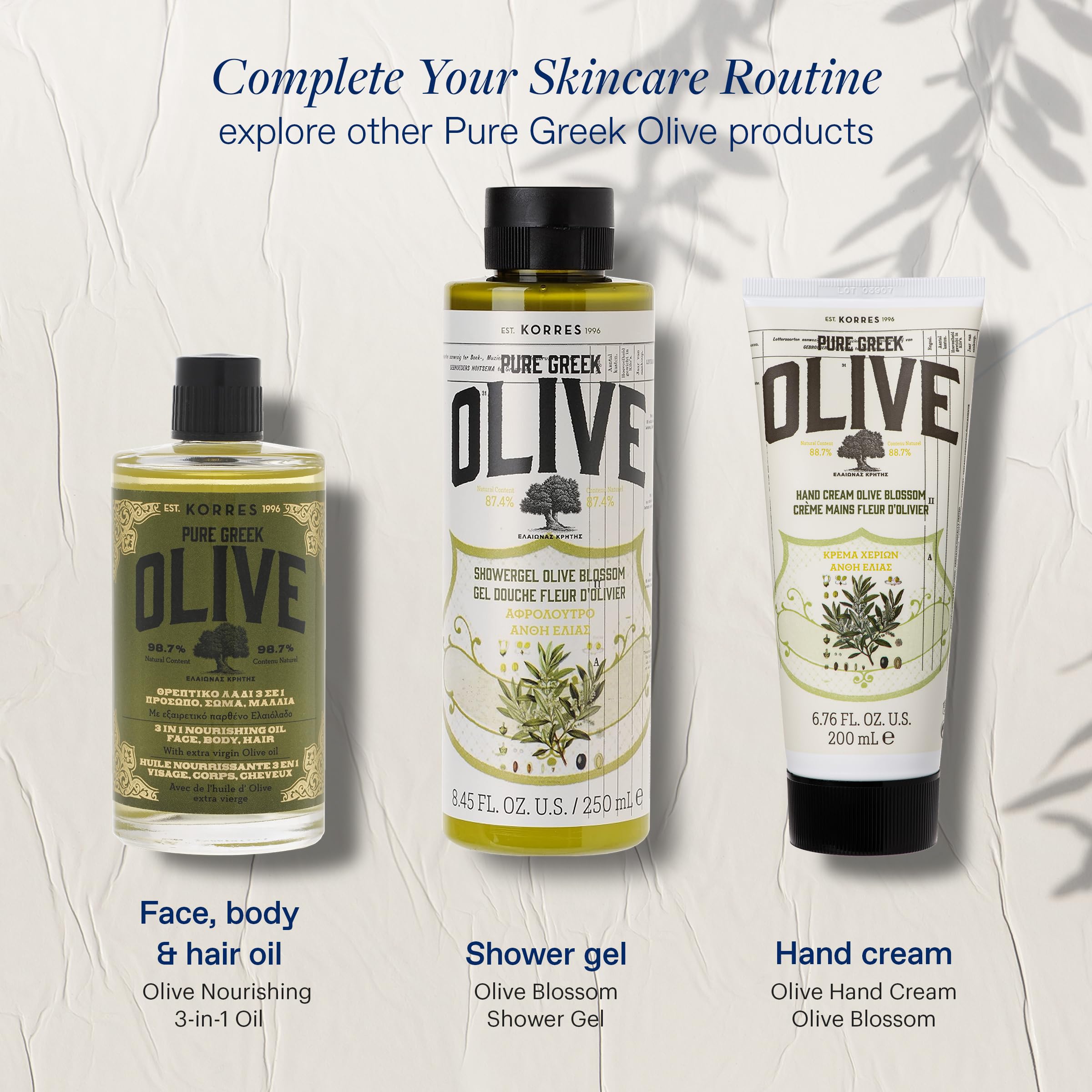 KORRES Extra Virgin Olive Oil for daily dry-skin and hair care.