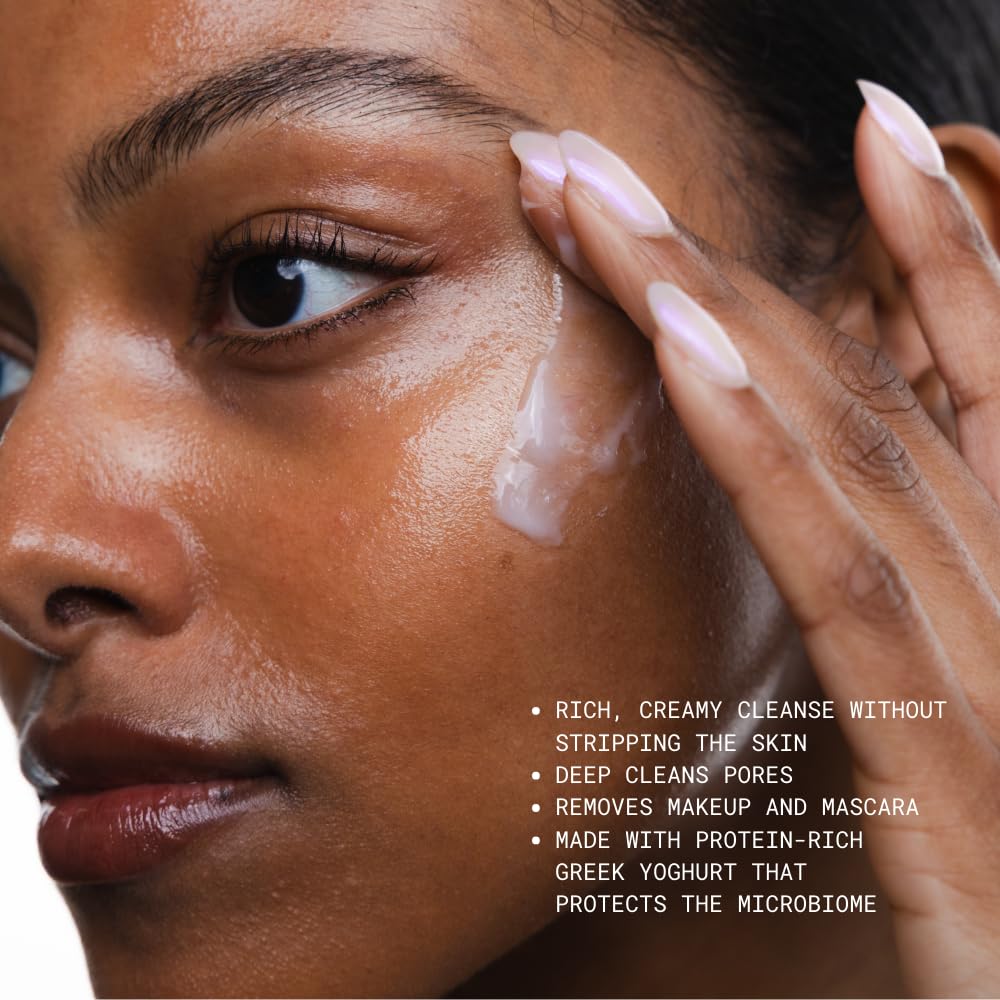 Silky foam lifts away makeup and impurities with KORRES Greek Yoghurt Cleanser.