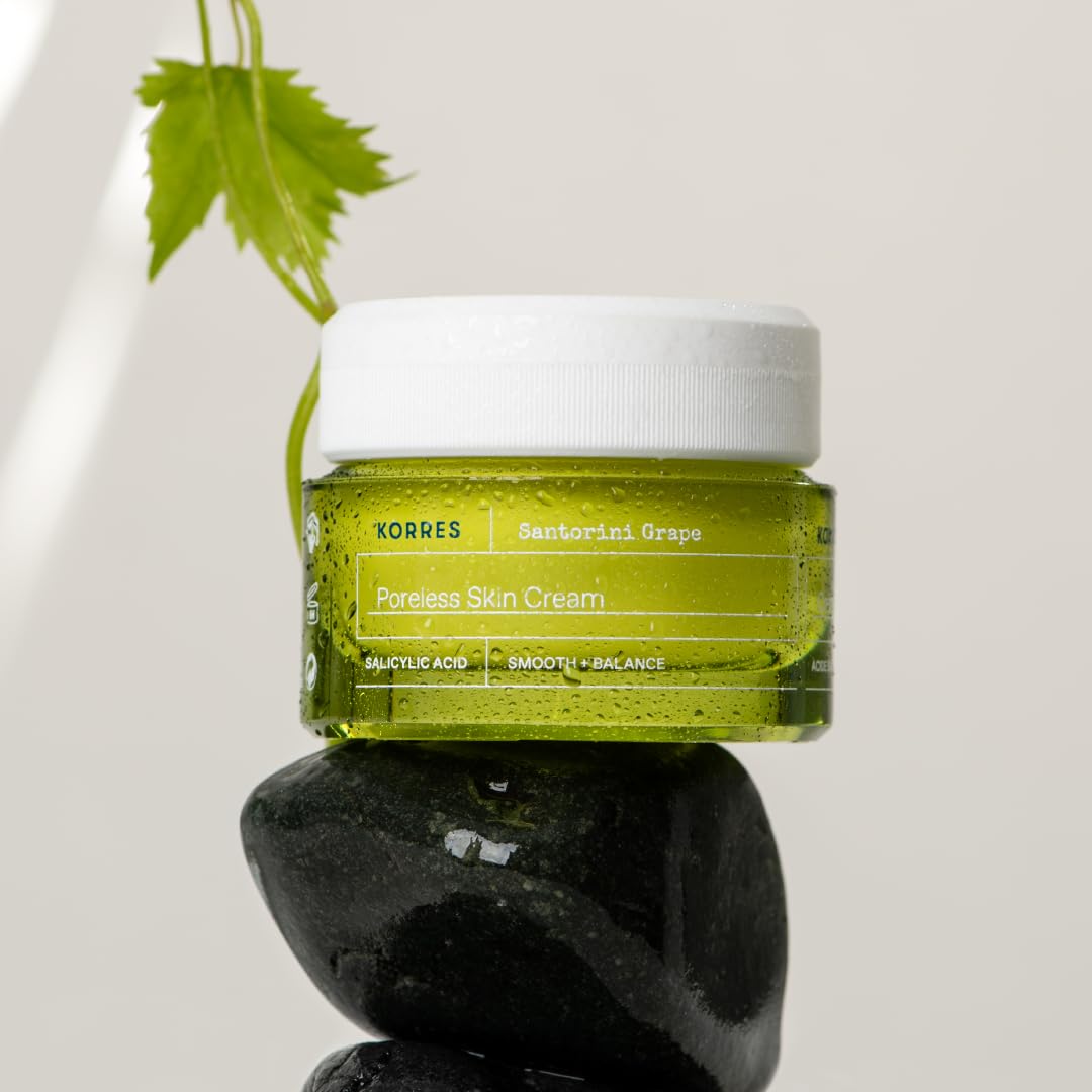 KORRES Santorini Grape skin care collection box highlighting eco packaging.