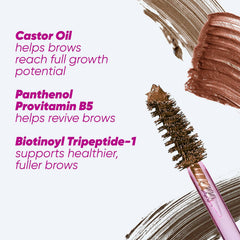 Kosas Air Brow taupe on fluffy brows with natural sheen.