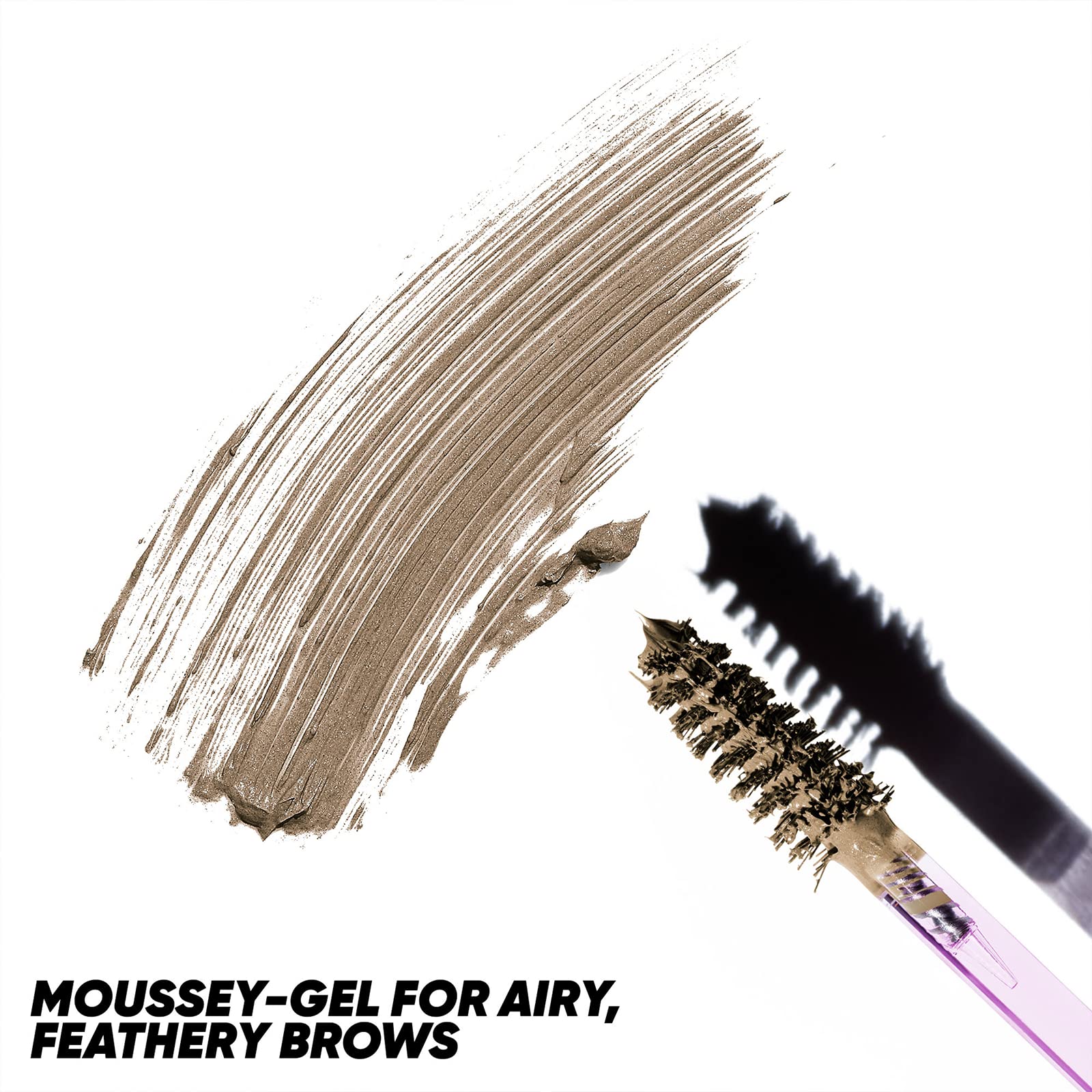 Kosas Air Brow wand application shows precise feathered strokes.